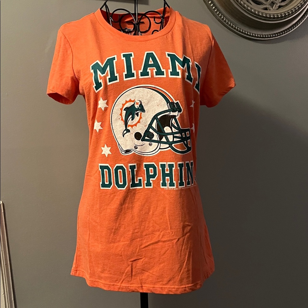 Florida Miami NFL Vintage Football fitted Medium Dolphins Orange T-Shirt